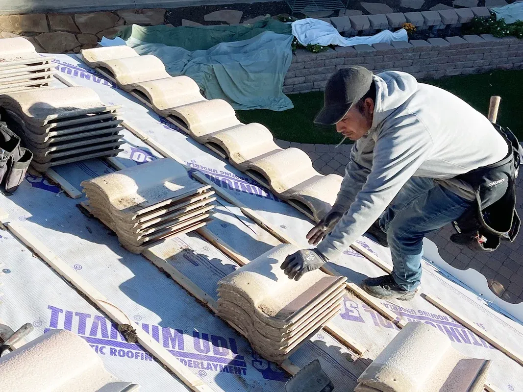 Tile roof replacement on a Chandler, Arizona home by White Leaf Roofing