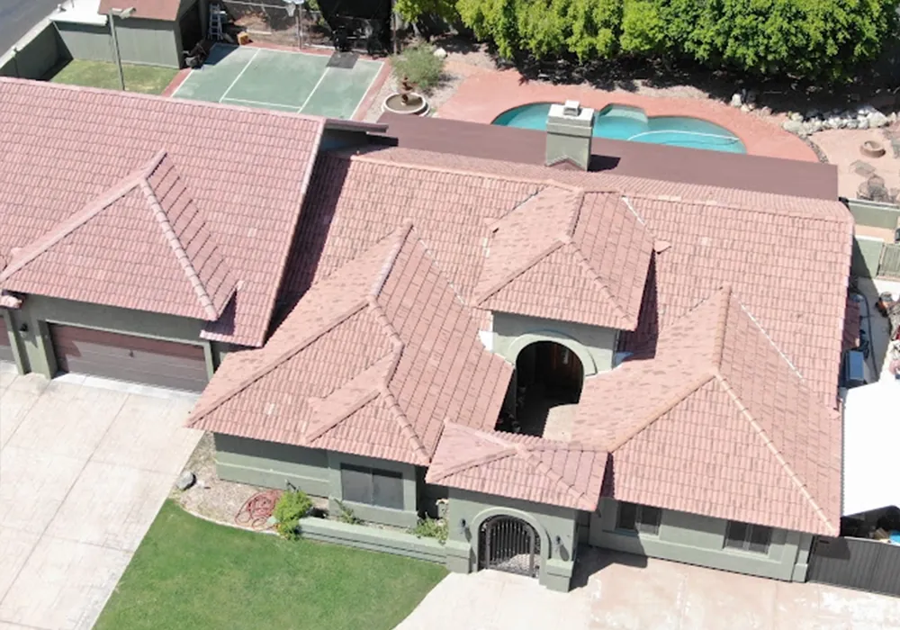 Completed tile roof replacement by White Leaf Roofing in the East Valley